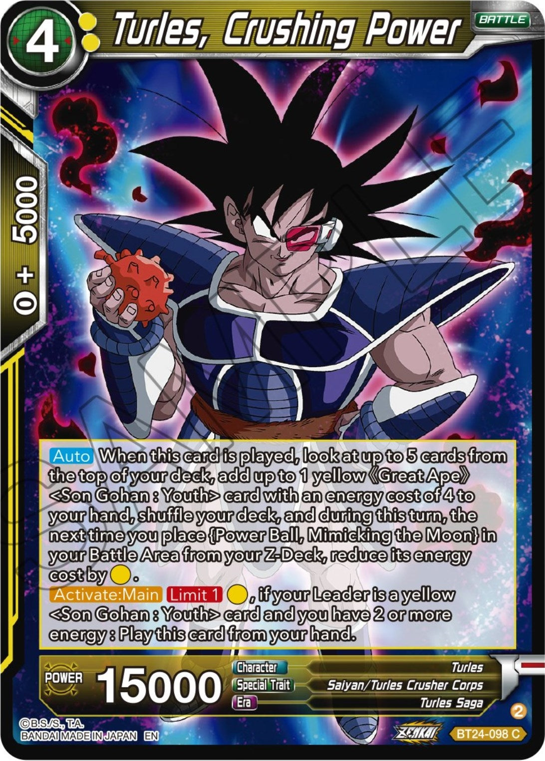 Image for Turles, Crushing Power - Dragon Ball Super: Masters
