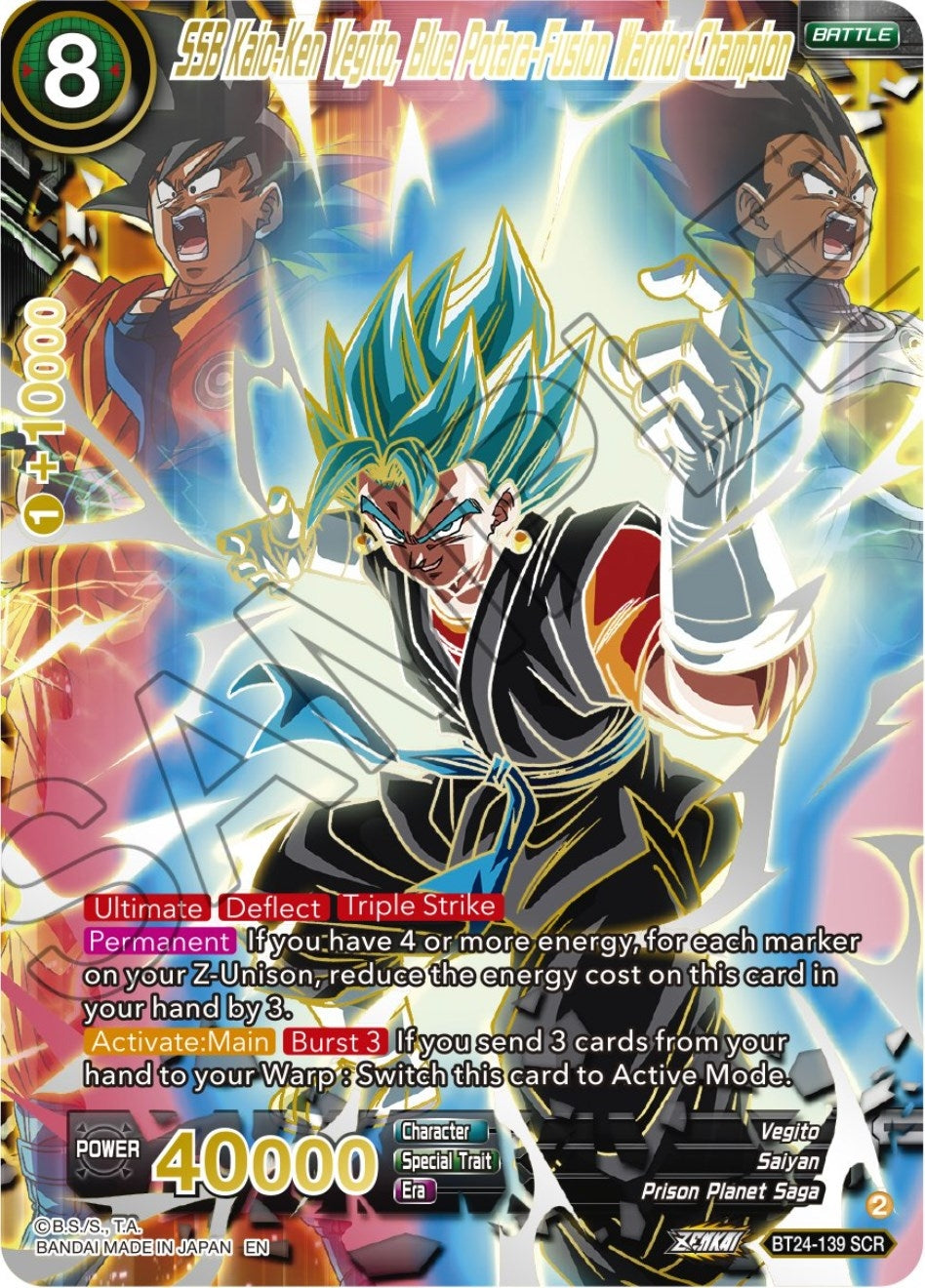 Image for SSB Kaio-Ken Vegito, Blue Potara-Fusion Warrior Champion (Collector Booster Gold) - Dragon Ball Super: Masters