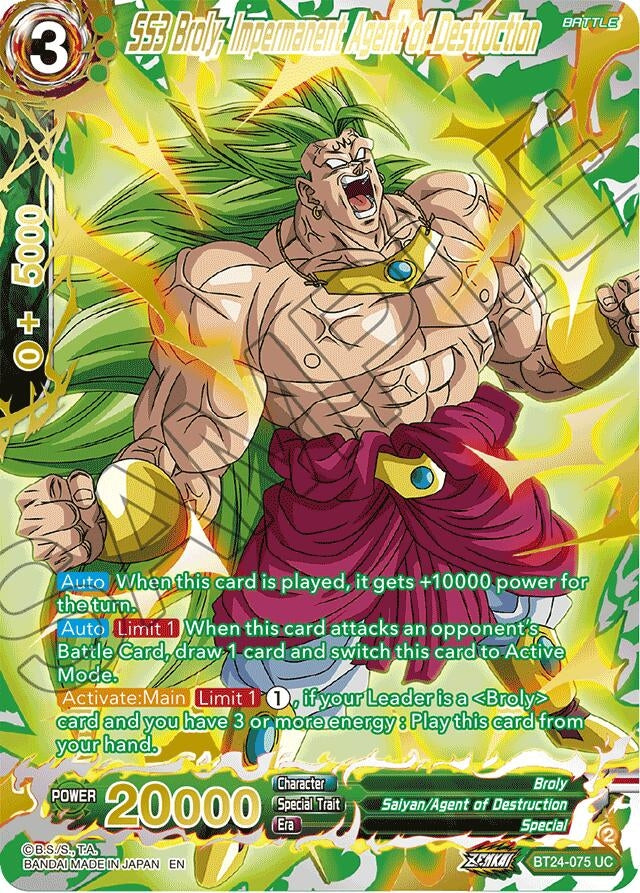 Image for SS3 Broly, Impermanent Agent of Destruction (Collector Booster Gold) - Dragon Ball Super: Masters