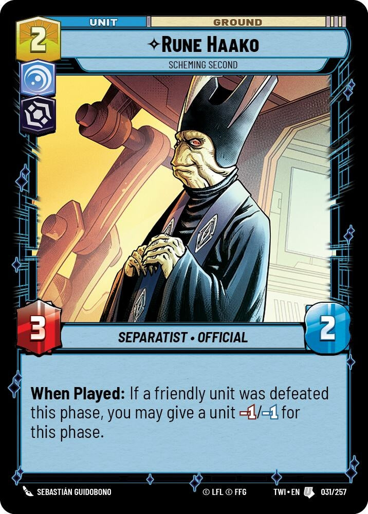 Image for Rune Haako - Scheming Second - Star Wars: Unlimited