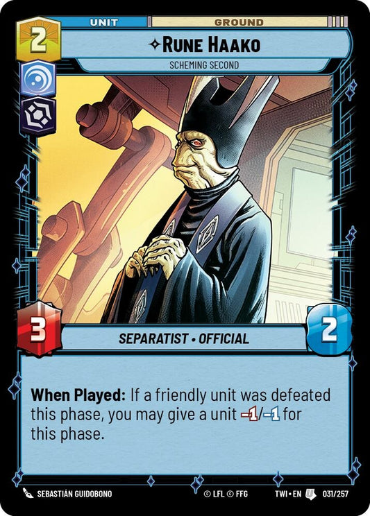 Image for Rune Haako - Scheming Second - Star Wars: Unlimited