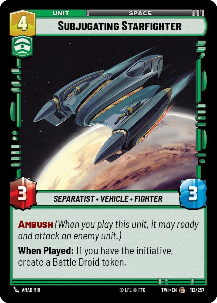 Image for Subjugating Starfighter - Star Wars: Unlimited