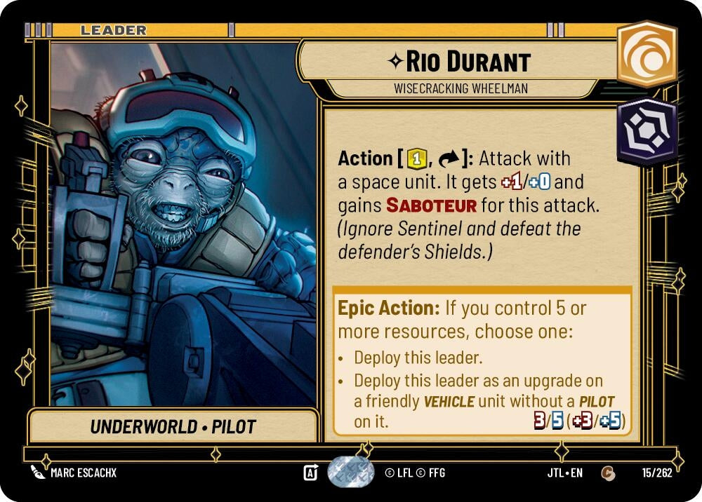 Image for Rio Durant - Wisecracking Wheelman - Star Wars: Unlimited