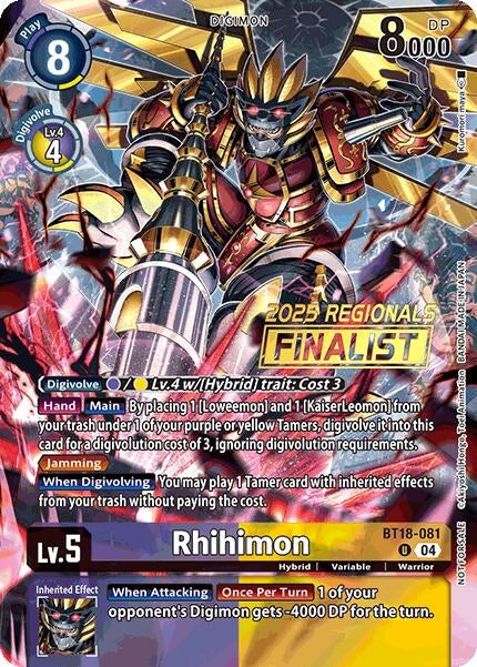 Image for Rhihimon (2025 Regionals Finalist) - Digimon Card Game