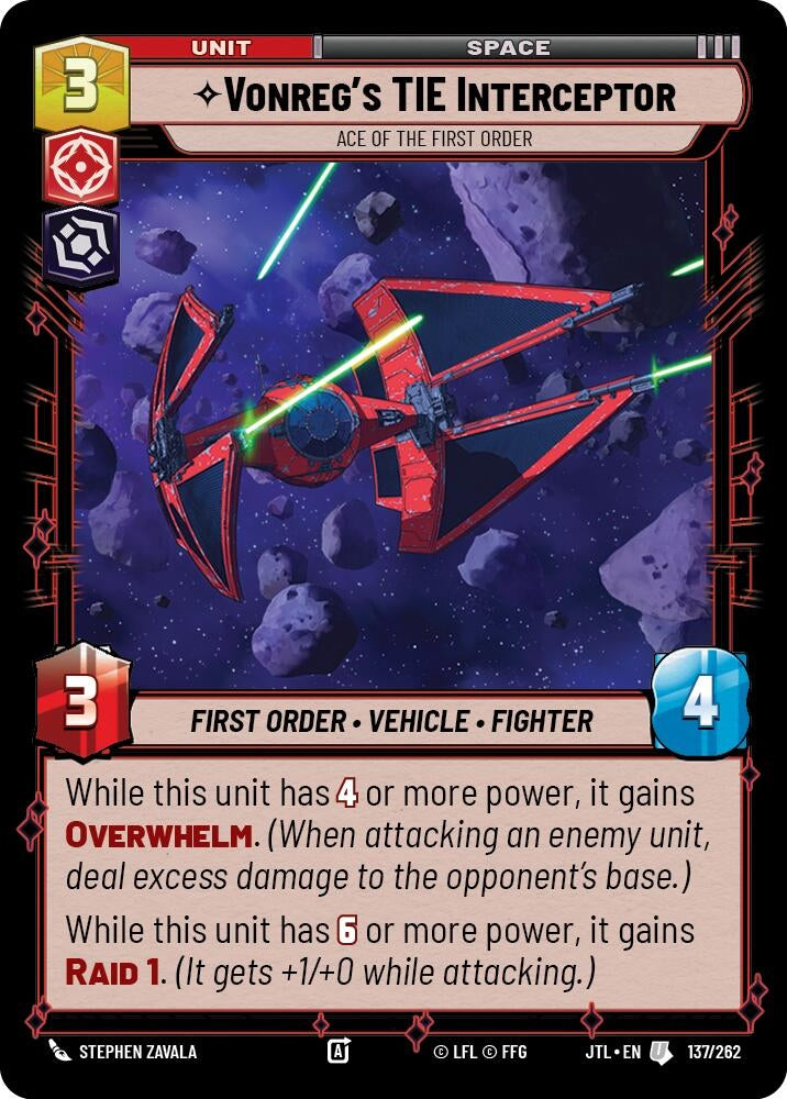 Image for Vonreg's TIE Interceptor - Ace of the First Order - Star Wars: Unlimited