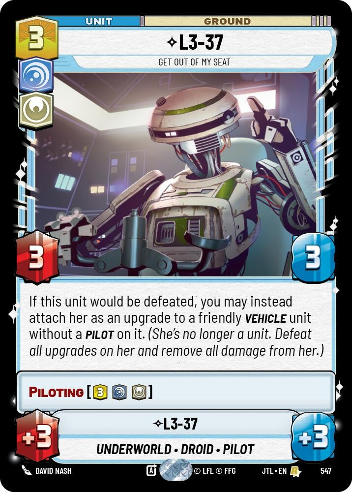 Image for L3-37 - Get Out Of My Seat (Foil) - Star Wars: Unlimited