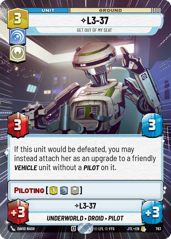 Image for L3-37 - Get Out Of My Seat (Hyperspace Foil) - Star Wars: Unlimited