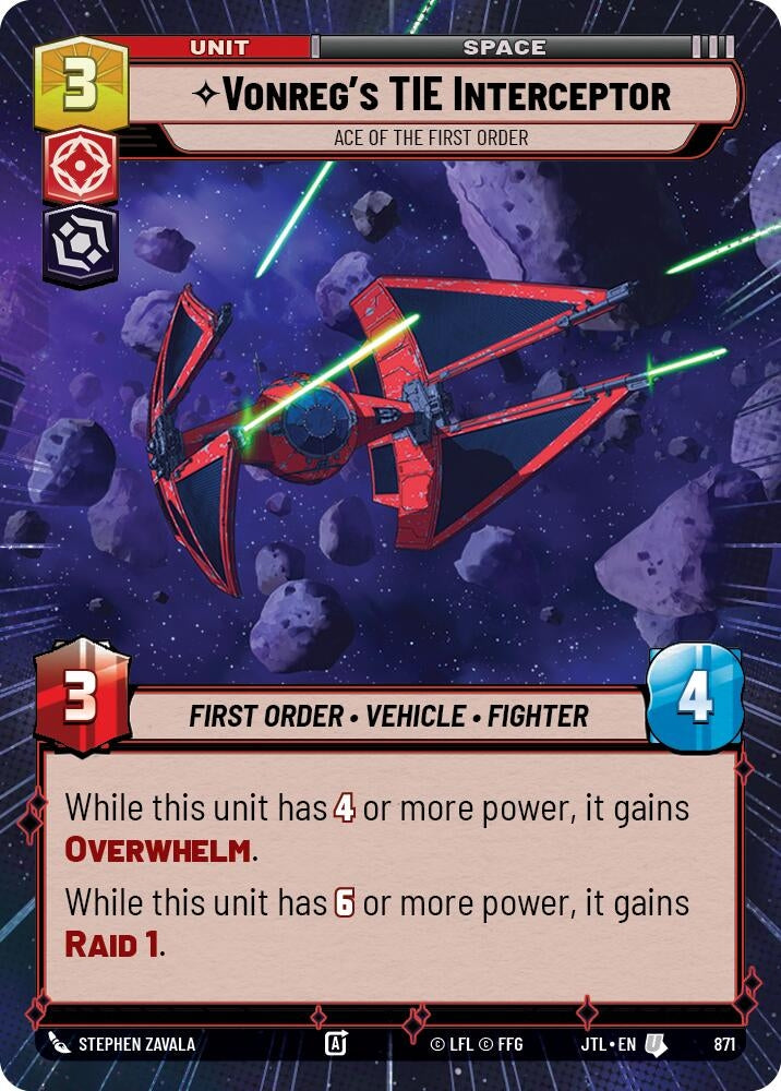 Image for Vonreg's TIE Interceptor - Ace of the First Order (Hyperspace Foil) - Star Wars: Unlimited
