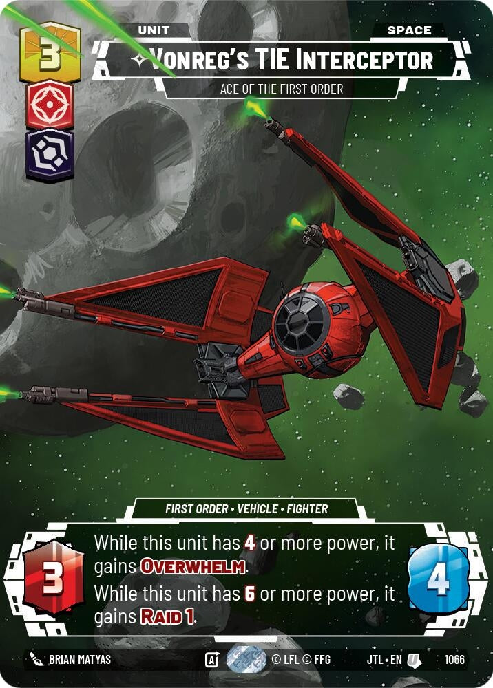 Image for Vonreg's TIE Interceptor - Ace of the First Order (Prestige Foil) - Star Wars: Unlimited
