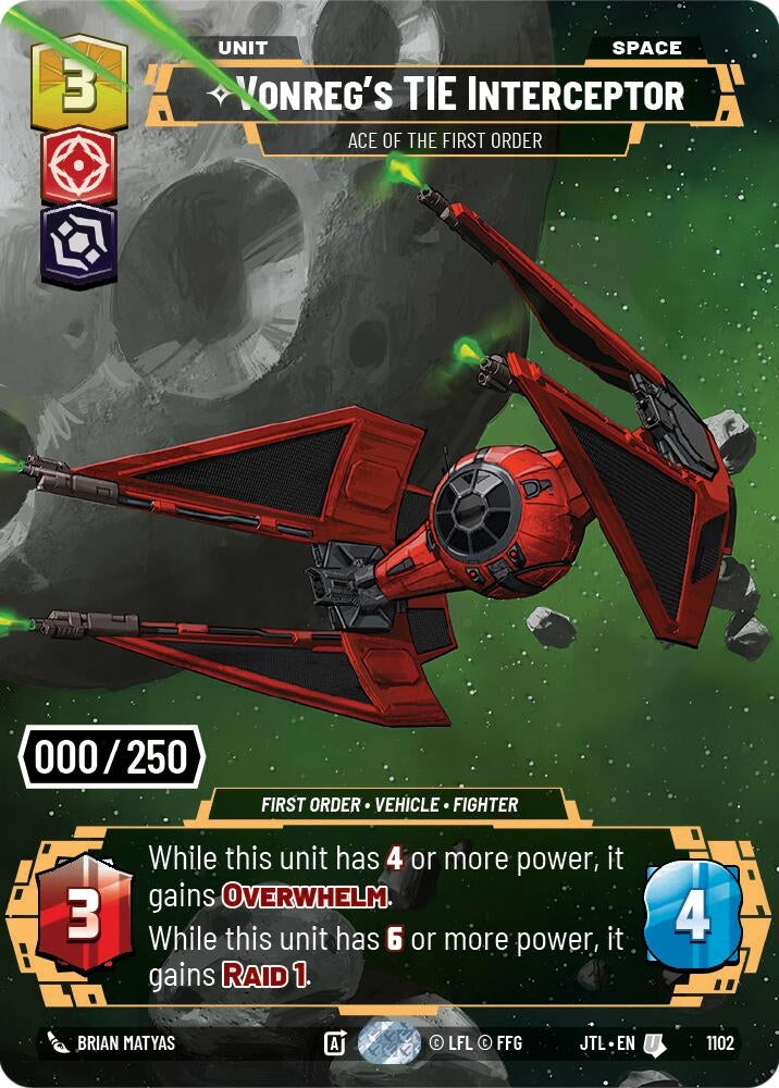 Image for Vonreg's TIE Interceptor - Ace of the First Order (Serialized) - Star Wars: Unlimited