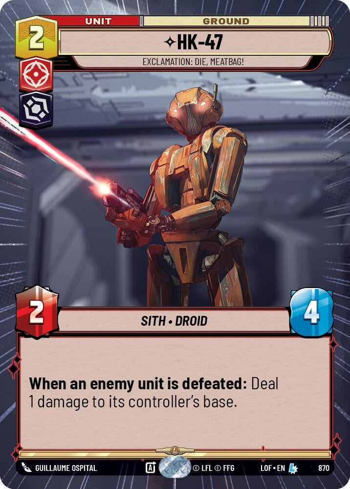 Image for HK-47 - Exclamation: Die, Meatbag! (Hyperspace Foil) - Star Wars: Unlimited
