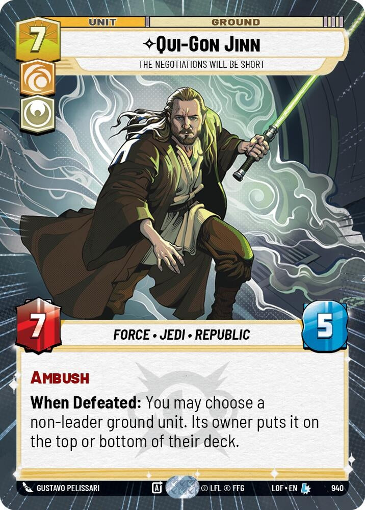 Image for Qui-Gon Jinn - The Negotiations Will Be Short (Hyperspace Foil) - Star Wars: Unlimited