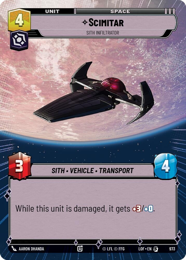 Image for Scimitar - Sith Infiltrator (Hyperspace Foil) - Star Wars: Unlimited