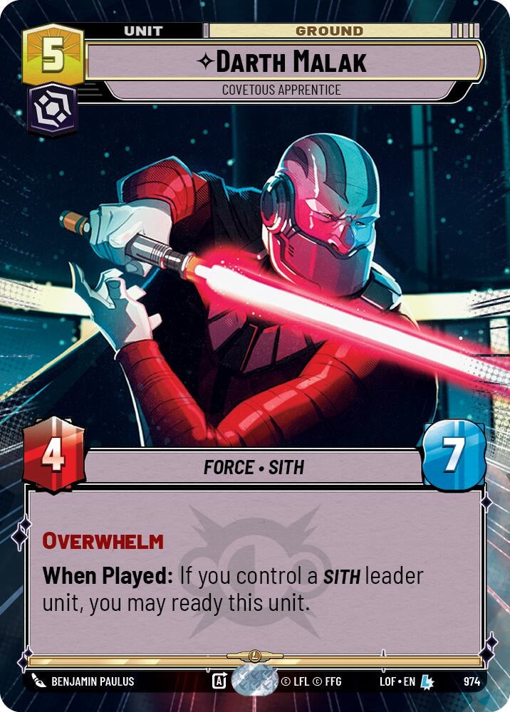 Image for Darth Malak - Covetous Apprentice (Hyperspace Foil) - Star Wars: Unlimited