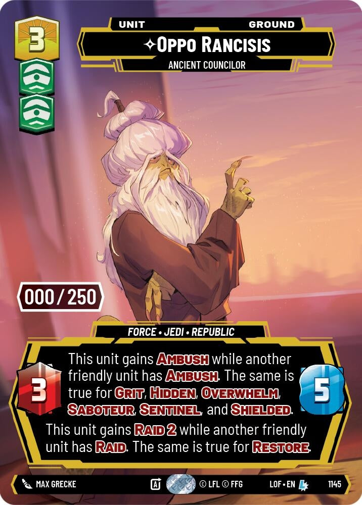 Image for Oppo Rancisis - Ancient Councilor (Serialized) - Star Wars: Unlimited