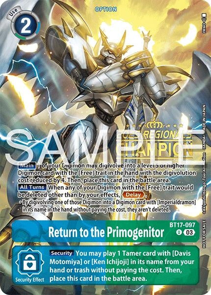 Image for Return to the Primogenitor (Regionals 25-26 Season 2 Champion) - Digimon Card Game