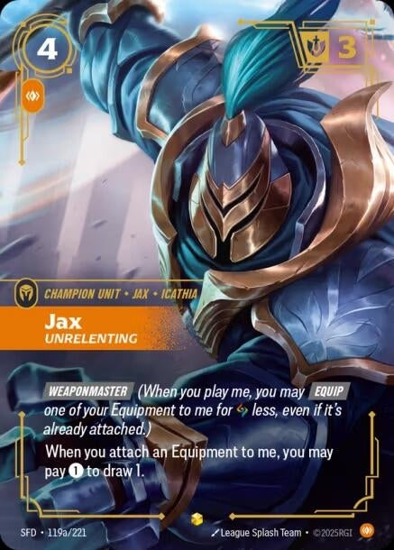 Image for Jax, Unrelenting (Alternate Art) - Riftbound: League of Legends Trading Card Game