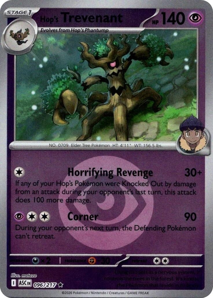 Image for Hop's Trevenant - 096/217 (Energy Symbol Pattern) - Pokemon