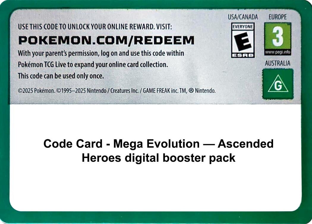Image for Code Card - Ascended Heroes Booster Pack - Pokemon
