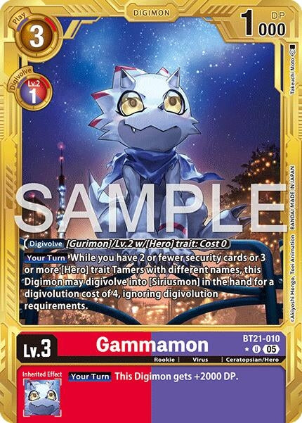 Image for Gammamon - BT21-010 (Gold Border) - Digimon Card Game