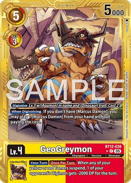 Image for GeoGreymon - BT12-038 (Gold Border) - Digimon Card Game