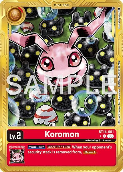 Image for Koromon - BT14-001 (Gold Border) - Digimon Card Game