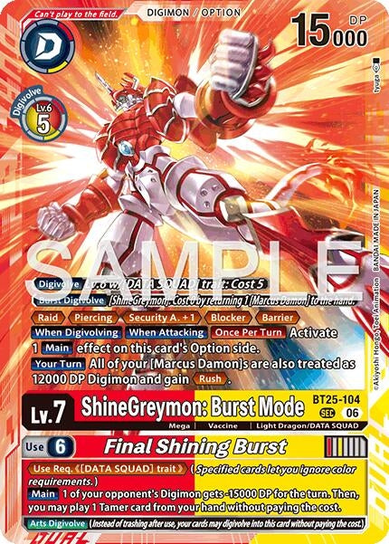 Image for ShineGreymon: Burst Mode // Final Shining Burst - Digimon Card Game