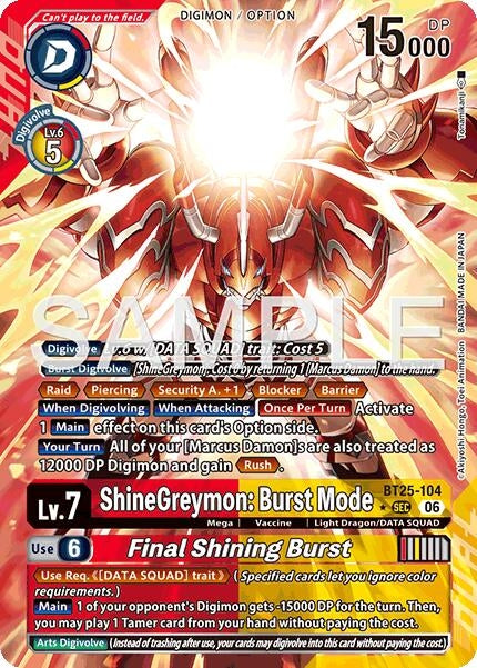 Image for ShineGreymon: Burst Mode // Final Shining Burst (Alternate Art) - Digimon Card Game