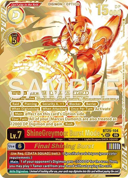 Image for ShineGreymon: Burst Mode // Final Shining Burst (Rare Pull) - Digimon Card Game