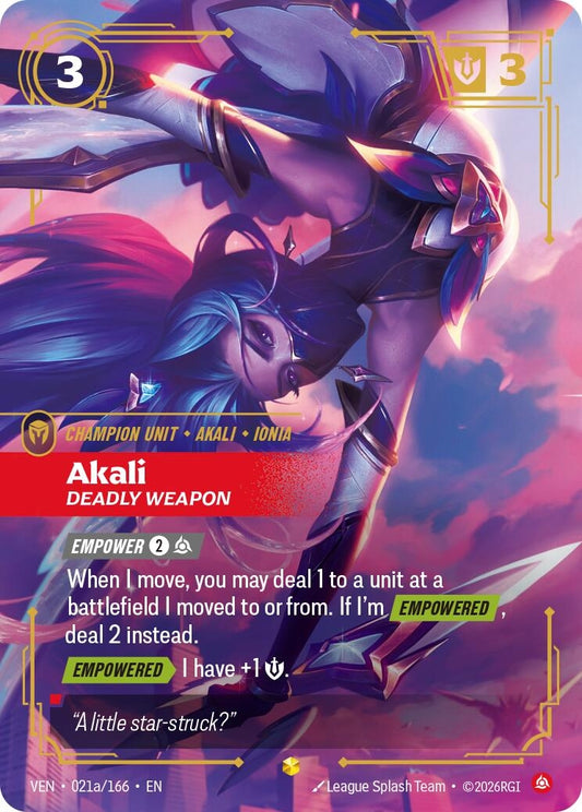 Image for Akali, Deadly Weapon (Alternate Art) - Riftbound: League of Legends Trading Card Game