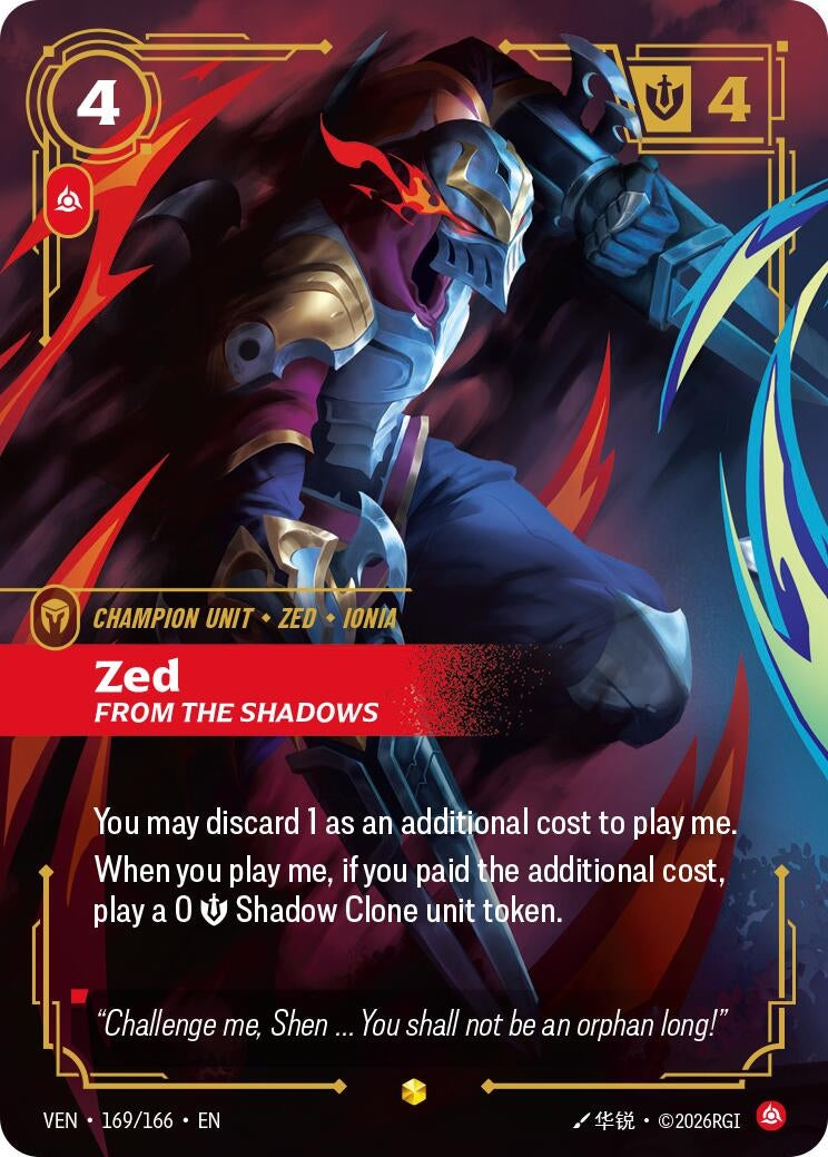 Image for Zed, From the Shadows (Overnumbered) - Riftbound: League of Legends Trading Card Game