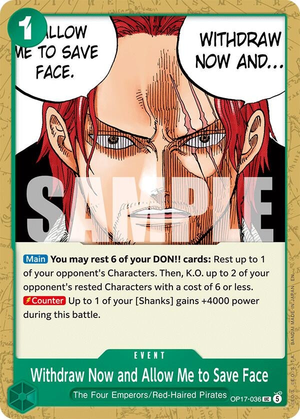 Image for Withdraw Now and Allow Me to Save Face - One Piece Card Game
